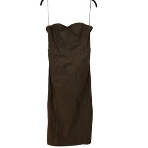 Veronica Beard Green Strapless Linen Blend Slit Mini Cocktail Dress Size 8